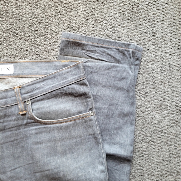 Gustin men's light grey denim size W38 L34 slim fit raw button fly - Picture 9 of 16